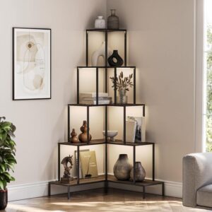 5-Tier Corner Bookshelf with RGB Lights and Remote, 66