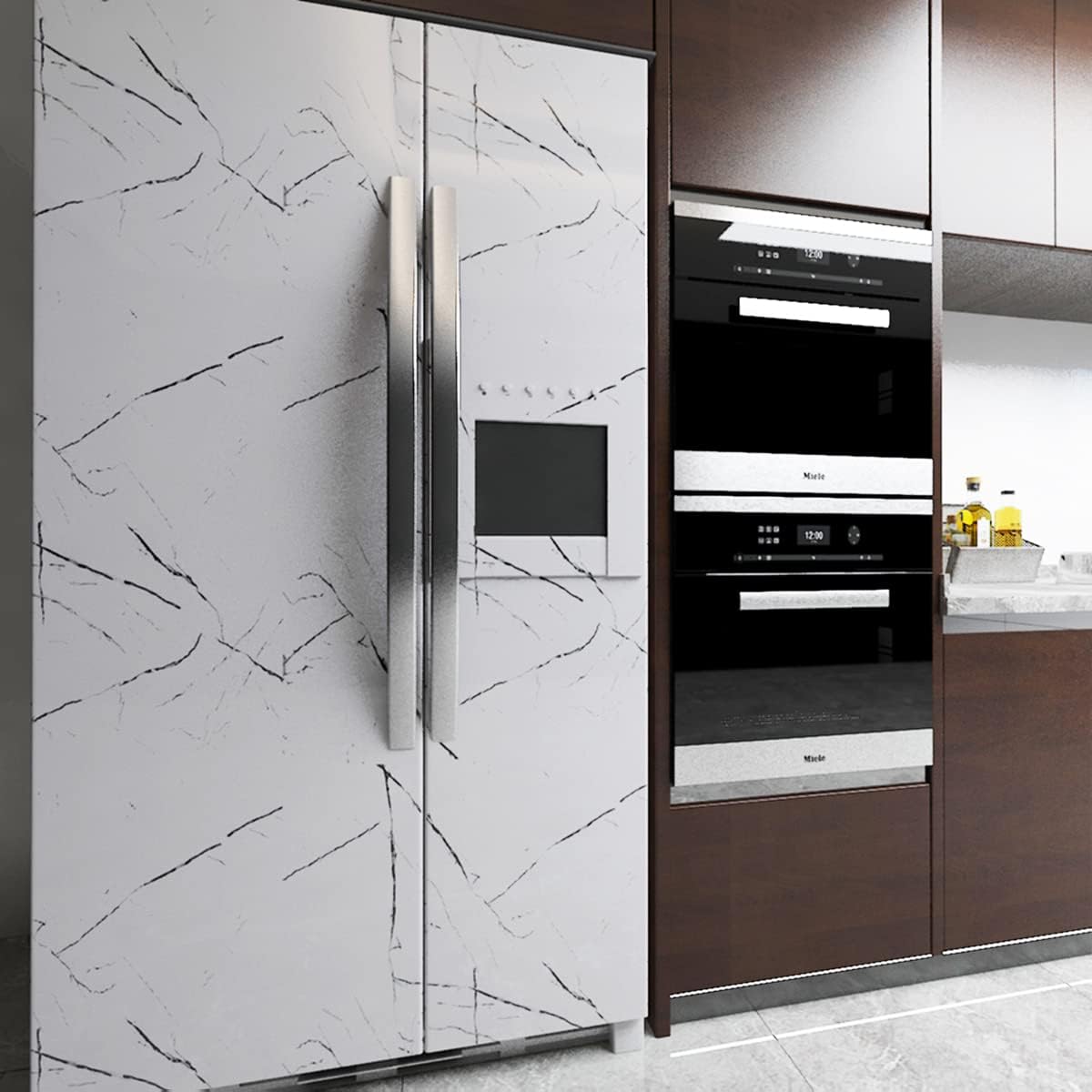 Black White Marble Paper Thick Glossy Countertop Contact Paper for Kitchen Bathroom - Image 5