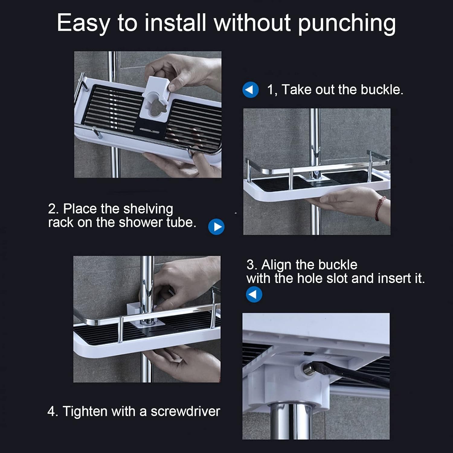 Shower Rack,Removable & Washable Plastic Bathroom Shelf,Bathroom Shower Organizer - Image 2