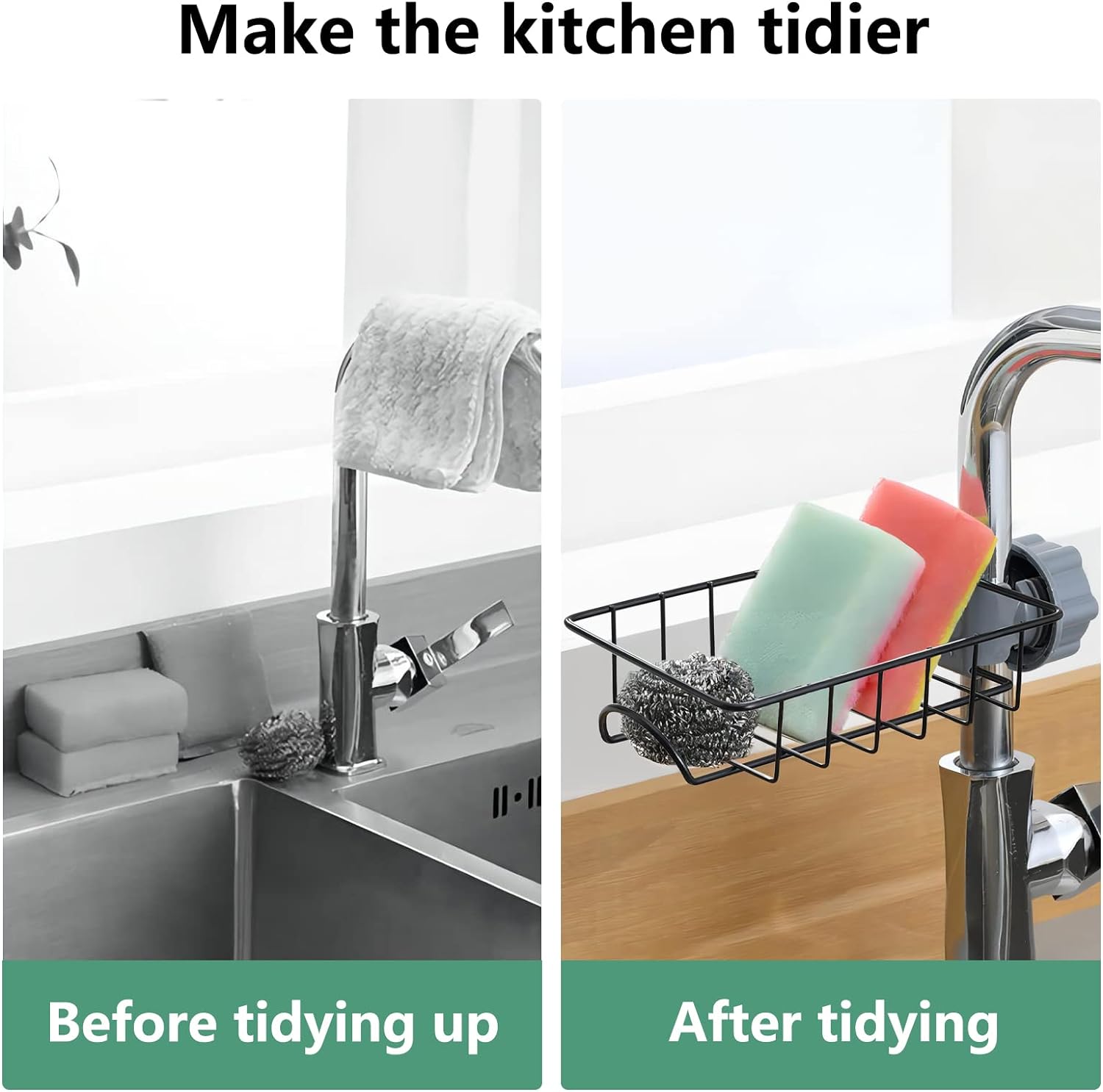 Kitchen Faucet Sponge Holder Sink Caddy Organizer - Image 4