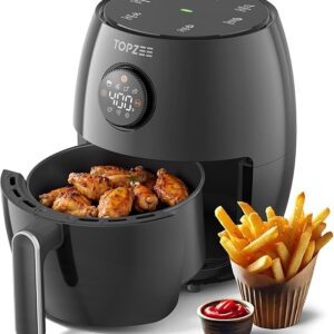Small Compact Air Fryer, 2.1QT, 4-in-1 Small Mini Airfryer, Bake, Roast, Reheat, 98% Less Oil, Adjustable Temperature Control w/ 12H Timer, Quiet, Nonstick & Dishwasher Safe Basket, BPA-Free, Black