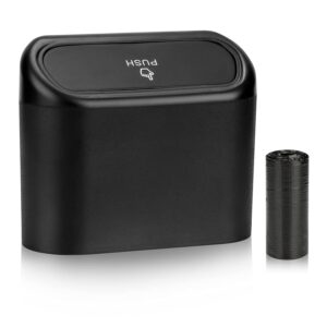 Car Trash Can with Lid,Leakproof Mini Vehicle Trash Bin with 20 Pcs Car Trash Bags