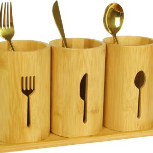 Bamboo Silverware Organizer Countertop