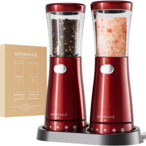 WONMAKE Electric Salt & Pepper Grinder Set – USB & LED Light, Adjustable Grind